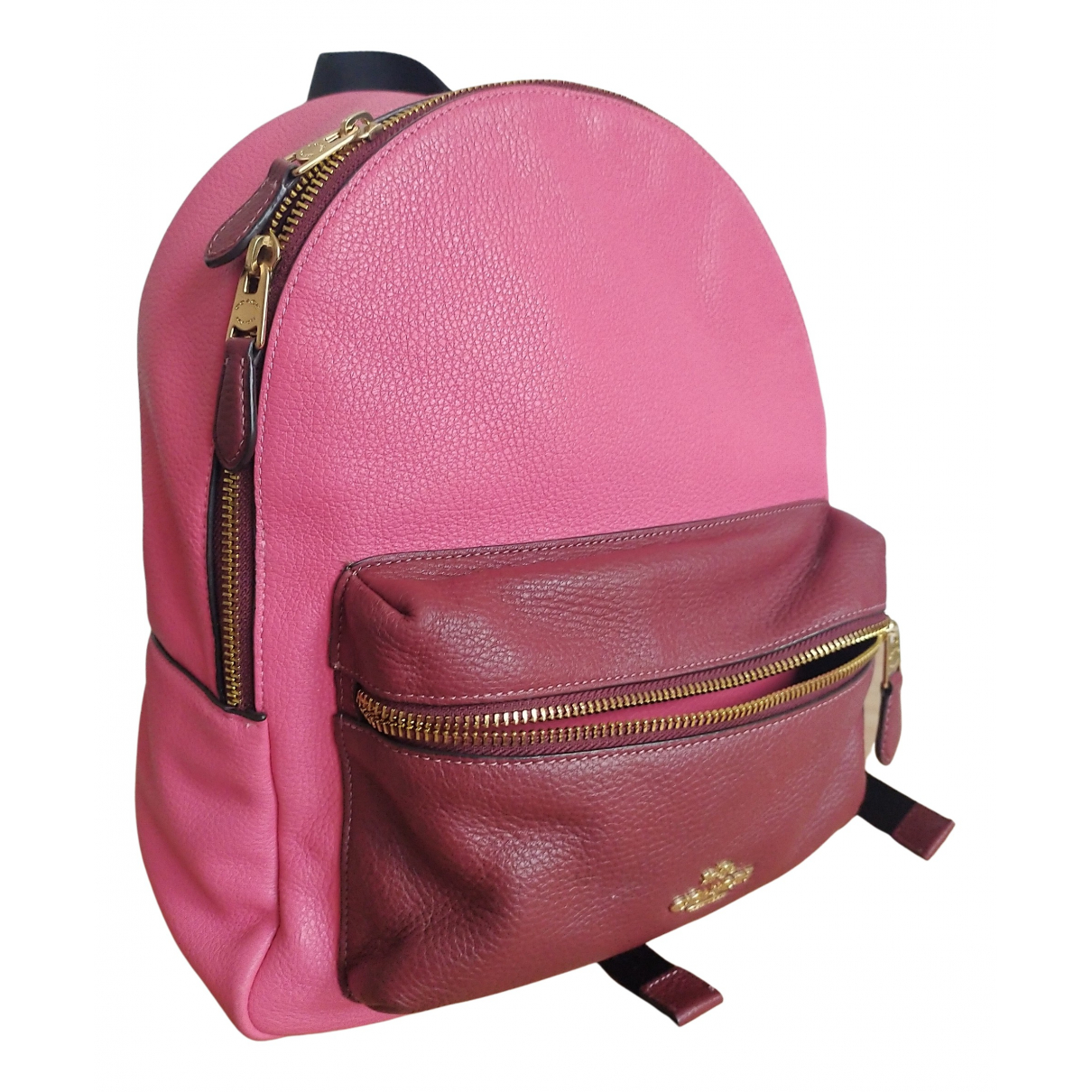 Campus leather backpack Coach Pink in 